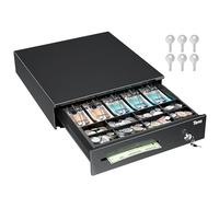 Tera 16" Cash Register Drawer Auto Open 42 x 40.5 x 10.4 cm with 5 Bill 8 Coin Cash Tray 6 Keys Removable Coin Compartment Key-Lock 24V RJ12 Interface Media Slot for POS System Shop Business 4042G