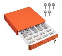 Tera 16 inch Cash Drawer - with Micro Switch Auto Open Heavy Duty Insert Tray 5 Bill 8 Coin for POS System Removable Cash Tray Media Slot 24V RJ12 Key-Lock (Round Corner) for Retail 405R Orange