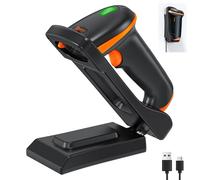 Tera 1D 2D QR Barcode Scanner with Adjustable Folding Stand and Charging Cradle, Wall Mountable 2.4G Wireless & USB 2.0 Wired QR Bar Code Reader with Vibration Alert, D5100-CR