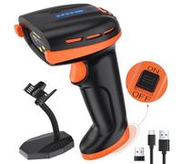 Tera 2D Barcode Scanner with Power Switch Battery Level Indicator Replaceable Battery Wall Mountable Stand 1D 2D QR Works with Bluetooth 2.4G Wireless USB Wired Bar Code Reader D6100