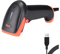 Tera Barcode Scanner 1D Laser USB Wired Plug and Play Handheld Fast and Precise Scan Bar Code Reader for Supermarket Library Small Businesses Retail Store Logistic Warehouse 3106-2 Orange