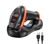Tera Barcode Scanner with Counting Screen: 1D 2D QR Wireless Reader, HW0008 | 2.4G Wireless, 2200mAh LiPo Battery, Read Digital Barcodes, Charging Cradle, Warehouse Inventory, Packing Counts, Orange