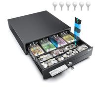 Tera Cash Box Cash Drawer Lockable Coin Compartment: 4 Note Compartments 8 Coin Compartments 41 x 41.6 x 11.3 cm with Insert RJ12 Key for Cash Register Cash Supermarket Retail Model M415