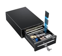 Tera Cash Register Drawer 8" Mini: 4 Bill 6 Coin Small Cash Drawer Auto Open with Media Slot 24V RJ12 Cable for POS System Key-Lock Removable Coin Separators for Small Business Retail Counter 208