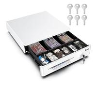 Tera Cash Register Drawer Box with 3 Bill 4 Coin Cash Tray for Point of Sale (POS) System, Removable Coin Compartment, 12V, RJ12 Key-Lock, Media Slot for Stores, Shops and Businesses, 330R