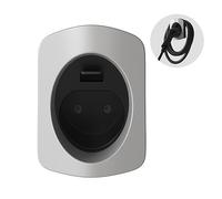 Tera EV Charger Holder Type 2 Charger: High-Durability Material Electric Car Wall Mount Connector Charging Cable Holder Organizer Electric Vehicle Charging Station Car Accessory Silver
