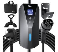 Tera EV Charger Portable Type-2: EV Wallbox for Outdoor Charging 7meter Charging Label 16A 3.84kW UK 3PIN Plug Adjustable Strom IP66 LCD Screen with Cable Holder Storage Bag P02