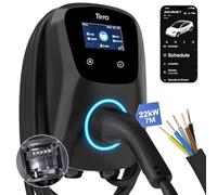 Tera EV charger Smart APP with 32A Type 2 22kW home charging station 400V CE & TÜV wallbox 7m charging cable with charger holder App control hardwiring for all EVs and PHEVs W01 Black