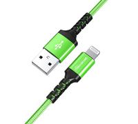 Tera Grand Apple C89 MFi Certified - Lightning to USB Braided Cable with Aluminum Housing, 4 Ft Green