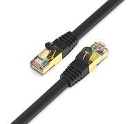 Tera Grand - Premium CAT7 Double Shielded 10 Gigabit 600MHz Ethernet Patch Cable for Modem Router LAN Network - Built with Gold Plated & Shielded RJ45 Connectors, 14 Feet Black