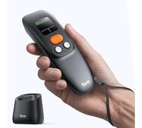 Tera Portable Barcode Scanner Mini: 1D 2D QR 1200mAh battery with button 1.4" display & charging station Handheld code reader, with Bluetooth 2.4G wireless & USB for POS cash register system 1600