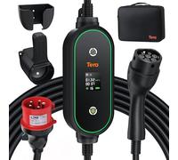 Tera Portable EV Charger: 11kW 3-Phase 6-16A 7.5m Cable CEE 5 Pin 230V 16A 5H Delayed Charging Adjustable Power Holder for Electric Car P03