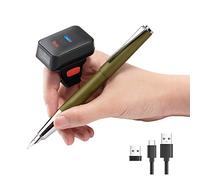 Tera Mini Barcodescanner CCD 1D Wireless Bluetooth + 2,4GHz Drahtlos + USB Wired Kabelgebunden, Tragbarer Ringscanner am Finger Mini-Barcodeleser Bildschirmscannen, HW0011
