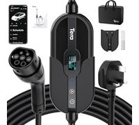 Tera Type 2 EV Charger Portable: Smart APP 230V 3kW Wall Connector UK 3 Pin Plug 6/8/10/13A Wi-Fi & BT Enabled 7 Meter Cable 12 Hours Delay Timer with Controllable Digital Display