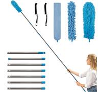 Terafeels 122in / 310 cm 5 Pack Cleaning kit,Feather Duster Extendable for Cleaning, Long Handled Duster on a Stick, 2 Cleaning Brushes, Cobweb Cleaner Extendable (Blue)
