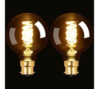 Terafeels 2 Pack B22 Vintage LED Light Bulbs, G80, 4W, 2700K Warm White, Antique Style Retro Amber Glass,Spiral Filament, Bayonet Light Bulb