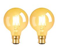 Terafeels 2 Pack B22 Vintage LED Light Bulbs, G80, 4W, 2700K Warm White, Antique Style Retro Clear Glass,Bayonet Light Bulb for Lamp, Ceiling Light and Decoration