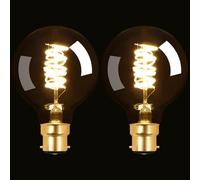 Terafeels 2 Pack B22 Vintage LED Light Bulbs, G80, 4W, 2700K Warm White, Antique Style Retro Clear Glass,Spiral Filament, Bayonet Light Bulb