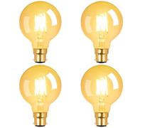 Terafeels 4 Pack B22 Vintage LED Light Bulbs, G80, 4W, 2700K Warm White, Antique Style Retro Clear Glass,Bayonet Light Bulb for Lamp, Ceiling Light and Decoration