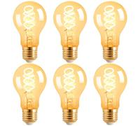 Terafeels 6 Pack Screw in Light Bulbs, A60, 4W, 220-240V, 2700K Warm White Glow, Clear Glass, Dimmable E27 Vintage LED Bulb