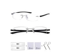 TERAISE 2-Pack Rimless Reading Glasses for Men Women, Enjoy Wider Vision Blue Light Blocking Reading Glasses with Sturdy Lens,Ultralight Computer Reader Reduce Eye Strain(4.0X)