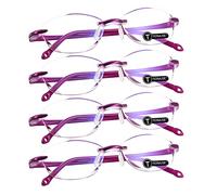 TERAISE 4pcs Reading Glasses Fashion Anti-Blue Light Quality Readers Diamond Cutting Design Anti-Fatigue For Women Computer/Cell Phone Reader Glasses(2.0X)