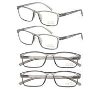 TERAISE Blue Light Reading Glasses Men,4-Pack Lightweight Reader Glasses Women with Spring Hings, Stylish Cheater Glasses Clear Vision&Anti Eyestrain(Grey-3.75X)