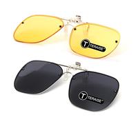 TERAISE Clip-on Night Vision Glasses Flip up Driving Glasses Men Women HD Polarized Anti Glare UV400 for Outdoor, 16black+yellow, 16Black+Yellow