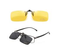 TERAISE Clip on Sunglasses for Men Women,Polarized Yellow Night Vision Glasses Clip On, UV400 Anti-Glare, Flip-Up for Driving Cycling Hiking Fit Over Prescription Glasses(Flip-up Black-yellow)