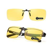 TERAISE Clip on Sunglasses for Men Women,Polarized Yellow Night Vision Glasses Clip On, UV400 Anti-Glare can Flip-Up,Lightweight for Driving Cycling Hiking Fit Over Prescription Glasses(Yellow-yellow)