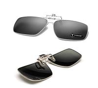 TERAISE Metallic Rim Polarized Clip-on Sunglasses Men’s Clip on Sunglasses With Flip Up Function Suitable Driving Outdoor Sports