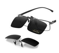TERAISE Polarized Clip on Sunglasses Over Prescription Glasses Anti-Glare UV400 (Black-upgrade flip)
