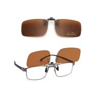 TERAISE Polarized Clip on Sunglasses Over Prescription Glasses Anti-Glare UV400 (Brown-upgrade flip)