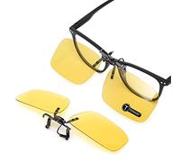 TERAISE Polarized Night Vision Clip on Sunglasses Over Prescription Glasses Anti-Glare UV400 (Yellow-upgrade flip)