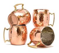 Terashopee Copper Mug for Moscow Mules 560 ML / 18 oz - Set of 4, Inside Nickle Hammered