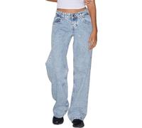 TERAZUNO Jeans Women Wide Leg Low Waist Straight Jeans 90s Classic Loose Casual Straight Fit Jeans Baggy Jeans Y2k Hip Hop Vintage Pocket Denim Pants(Blue1,XS)