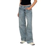 TERAZUNO Jeans Women Wide Leg Low Waist Straight Jeans 90s Classic Loose Casual Straight Fit Jeans Baggy Jeans Y2k Hip Hop Vintage Pocket Denim Pants(Blue4,XS)