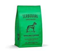 Terbodore | English Toffee Ground Coffee | 250g Bag | Delicious Toffee Flavour | Subtle Butterscotch Aroma | Premium Grade | Filter | Medium Roast | Home or Cafe | Ground Toffee Coffee