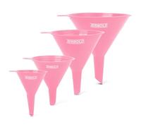 Terbold 4 Piece Plastic Bpa Free Funnel Nesting Set for Cooking, Car Oil, Home or Lab Use (Pink)