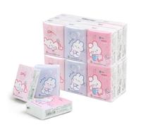 Terdey Pocket Tissue, 27 Bag Travel Size, 3-Ply White Paper, Rabbit Print, 216 Sheets, Convenient for Outings, School, Work