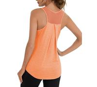 Terecey Women Yoga Tank Top Summer Workout Gym Mesh Backless Vest Tops Loose Fit Quick Dry Sleeveless Top, Orange XXL