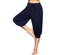 Terecey Women's Harem Yoga Pants Cropped Trousers High Waisted Capri Sweatpants Summer Casual Joggers Soft Modal Loose Elastic Pilates Pants for Yoga Workout Fitness
