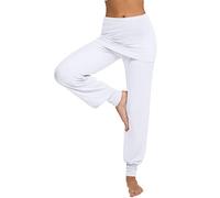 Terecey Yoga Pants for Women UK Soft Baggy High Waist Harem Pants Workout Stretch Lounge Trousers for Jogging Sport White