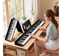 TERENCE Folding Piano Keyboard 88 Key, Portable Piano with Semi-Weighted Keyboard, Pink Piano with Recording and Bluetooth Support, with Pedal and 4-unit Speaker, Preferred Choice for Beginners