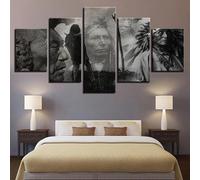 TERERGTS Black White Native American Indian People Canvas Prints Painting Wall Art Decor