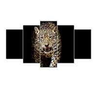 TERERGTS Wall Art Black Panther Canvas Wall Art Wild Animal Pictures Pack of 5