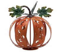 TERESA'S COLLECTIONS 20cm Metal Autumn Pumpkin Decorations, Waterproof Collapsible Pumpkin Table Decorations, Realistic Pumpkin Decor Outdoor for Garden & Patio, Gifts for Women,Medium