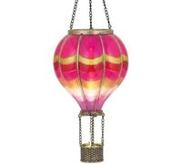 TERESA'S COLLECTIONS 45cm Solar Hot Air Balloon Garden Light with Realistic Flickering Flame Effect, Colourful Glass LED Hanging Lantern for Balcony & Tree, Romantic Valentine’s Day Gift for Her