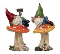 TERESA'S COLLECTIONS Garden Ornaments Outdoor, Garden Gonks with Mushroom for Flower Planter Pot, Waterproof Resin Gonks Ornaments, New Year Gifts, Indoor Outdoor 17CM