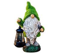 TERESA'S COLLECTIONS Garden Ornaments Outdoor, Lovely Green Gonks with Solar Lantern, Waterproof Resin Gonks Ornaments, Garden Decorations, Gifts for Mum Mothers Day, Indoor Outdoor 30.5CM